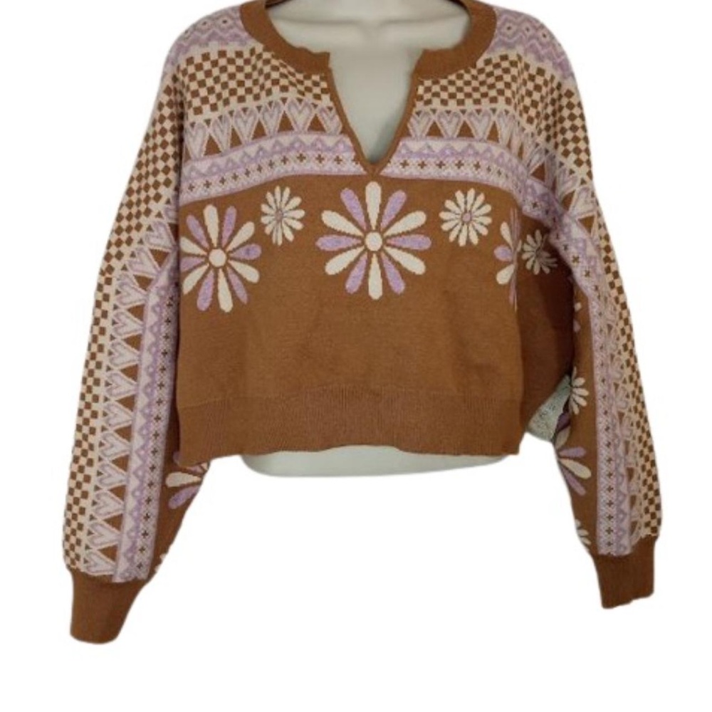 Floral Checkered Sweater
